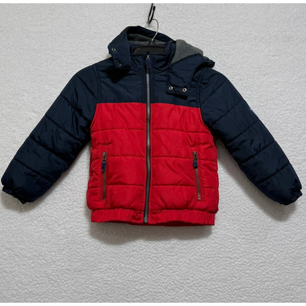 OshKosh B'gosh Kids Puffer Jacket Size M 5-6 Red Navy‎ Blue Hooded